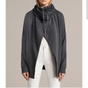 Allsaints Womens Brooke Knit Cape Sweater Coat sweatshirt  in Gray size medium